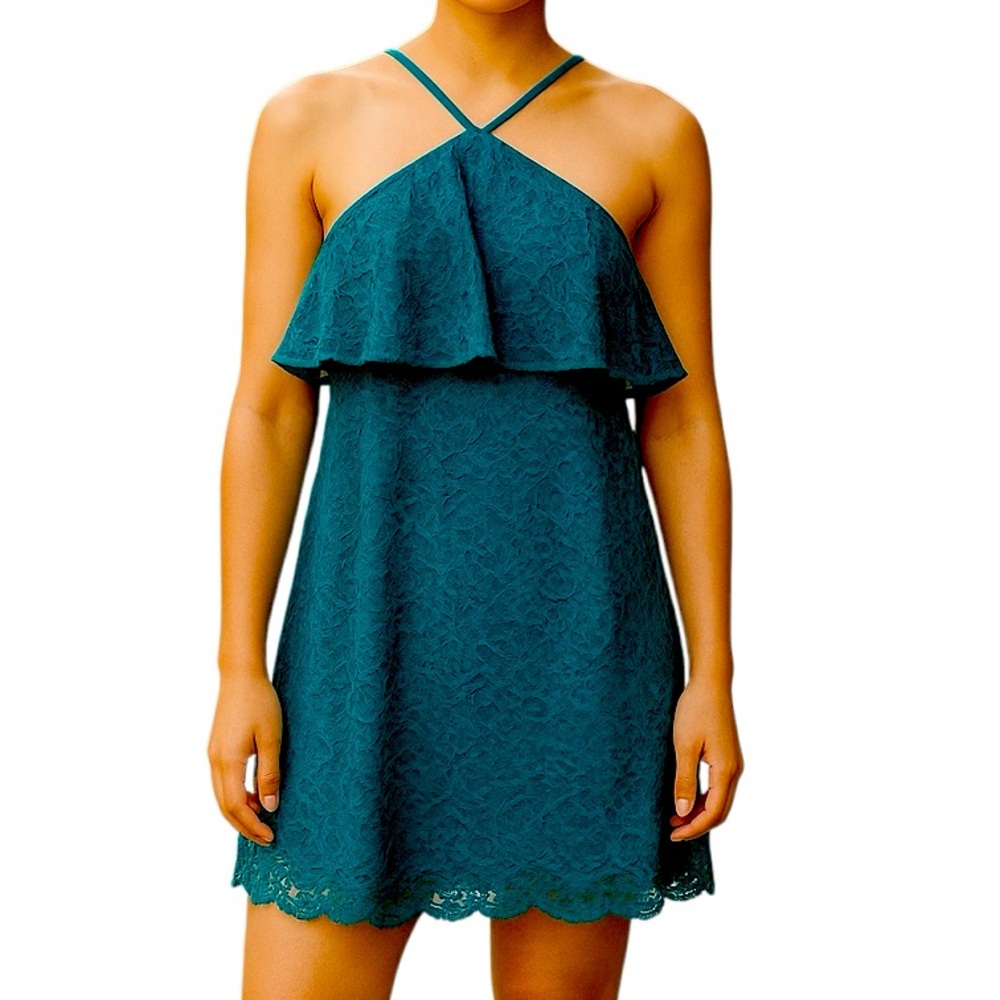 Nordstrom Rack Fourteenth Place Teal Lace Halter Dress Size XS New with Tags